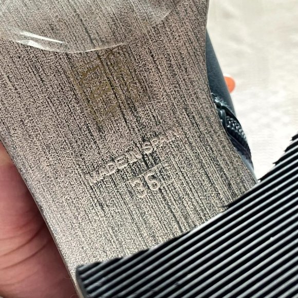 Free People Tall Slouch Boots Black Distressed Leather Block Heels 36 - Picture 5 of 9